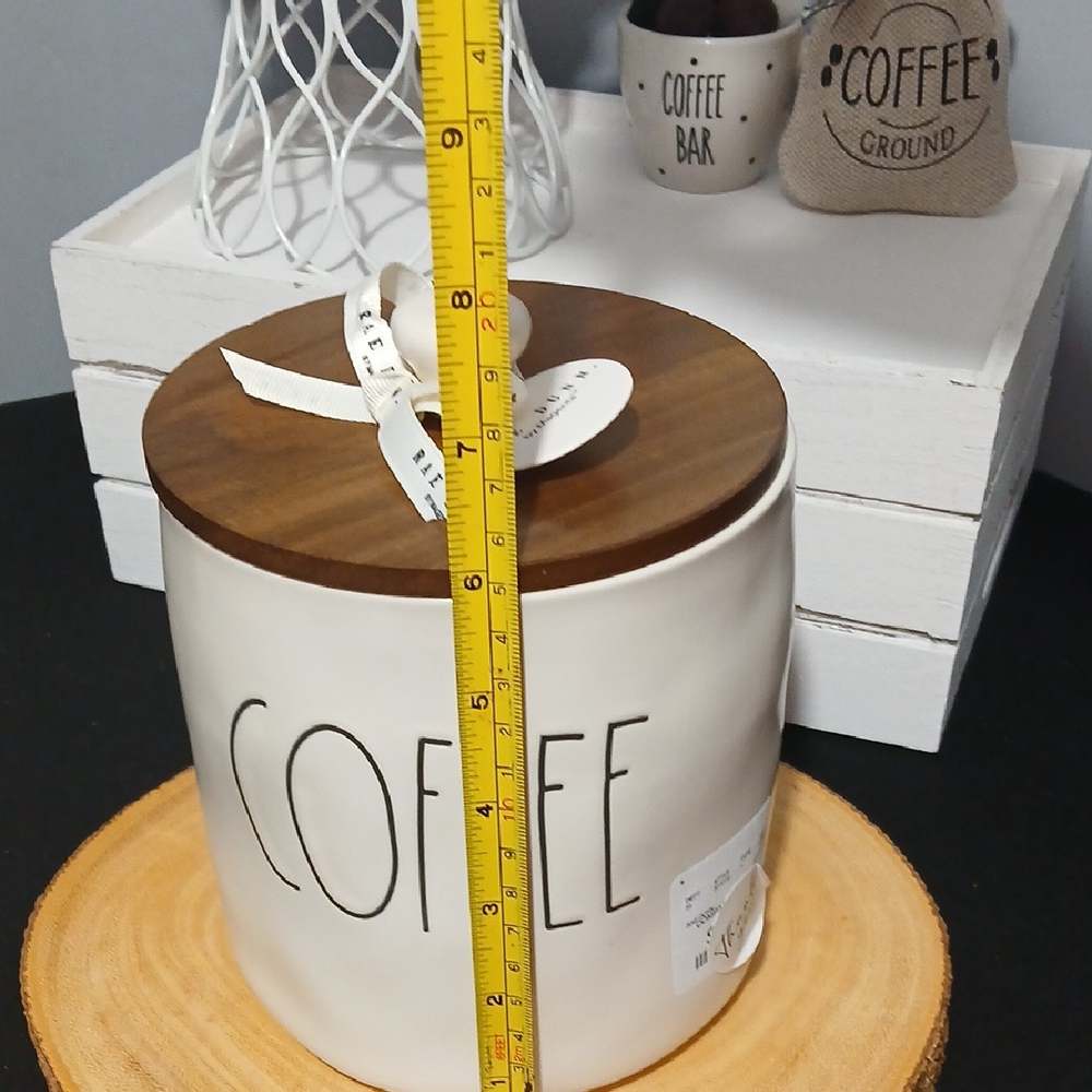 New Release 2026! Rae Dunn Cream Coffee Canister with Wooden Lid NWT - Picture 10 of 15